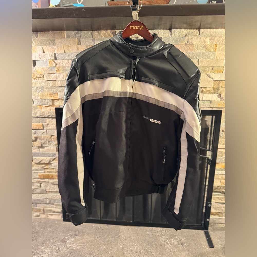 Nexgen Cordura Scotchlite 3M XL Black Motorcycle Jacket Padded Zip Up 23.5 x 28